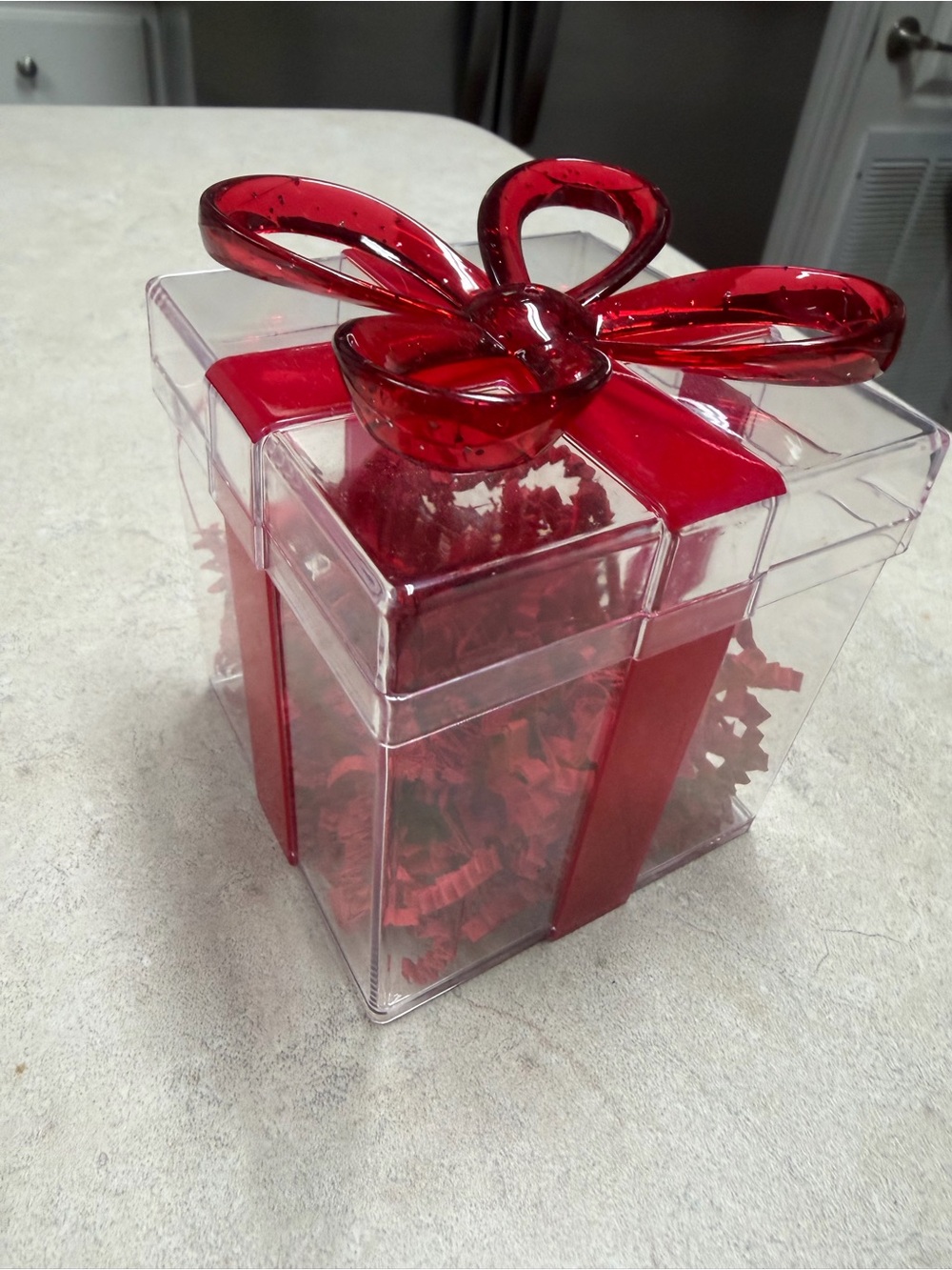 Set of 4 Clear Gift small  Box with Red Bow Accent - Home Party Supplies